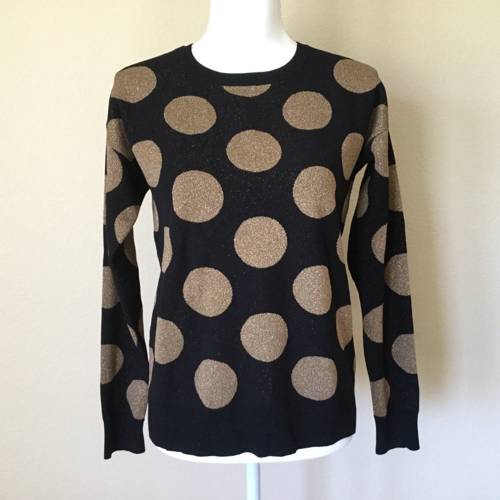 【ANN TAYLOR】☆Gold and Black☆ Metallic Dot Sweater